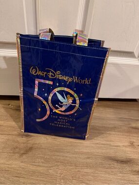 Disney 50th Anniversary Navy Blue Holographic Tote with Tinker Bell